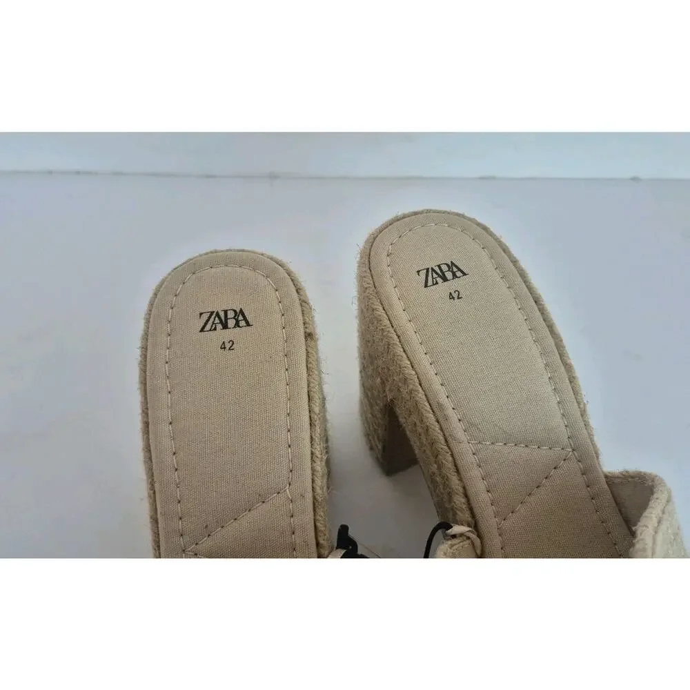 Zara Jute Chunky Platform Sandals w/ Airfit Cushioned Insoles Size 42 (US 11)